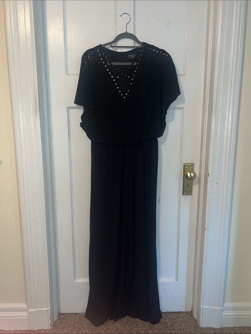Dressbarn Black jumpsuit with Gold Stud Accents